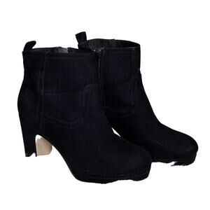 H&M Black Suede Platform Moto Ankle Boots 8.5